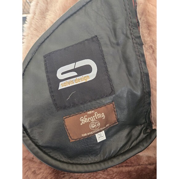 Women Sz XL Bomber Brown Aviator Flying Shearling Fur Real Leather Jacket Coat - Picture 15 of 16